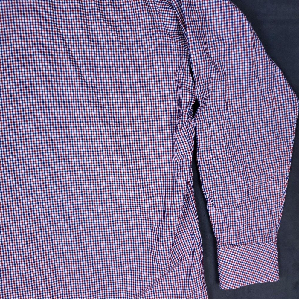 J.Hilburn Shirt Mens 3XL Red White Blue Gingham Long Sleeve Dress Shirt Classic - Picture 16 of 16